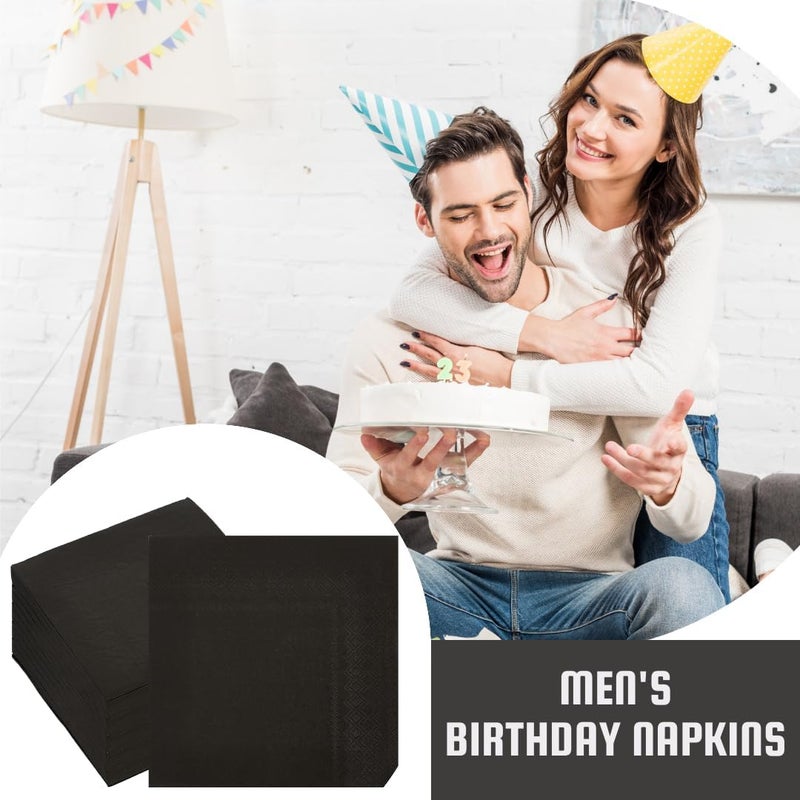 Ottin 50-pack Black Paper Dinner Napkins 3-Ply 6.5 x 6.5 Inch Disposable Luncheon Napkins for Birthday, Wedding, Party, Engagement, Bridal Shower, Valentine's Day, Eater, Graduation, Labor Day - Image 5